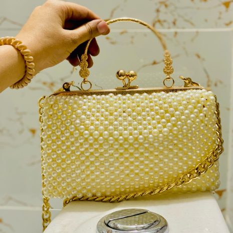 Elegant Handmade Pearl Beaded Clutch Elegant Handmade Pearl Beaded Clutch