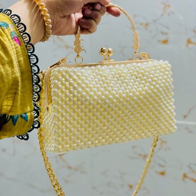 Elegant Handmade Pearl Beaded Clutch for Special Occasions – Alif by Tuba Rehman Butt