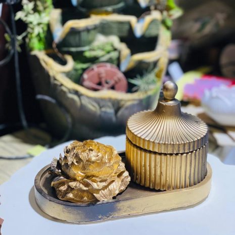 Handmade Golden Concrete Tray Set Handmade Golden Concrete Tray Set