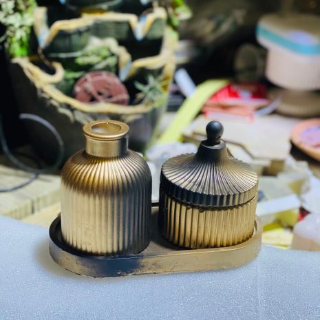 Handmade Golden Concrete Tray Set for Home Décor & Gifts Alif Handmade Golden Concrete Tray Set for Home Décor & Gifts Alif